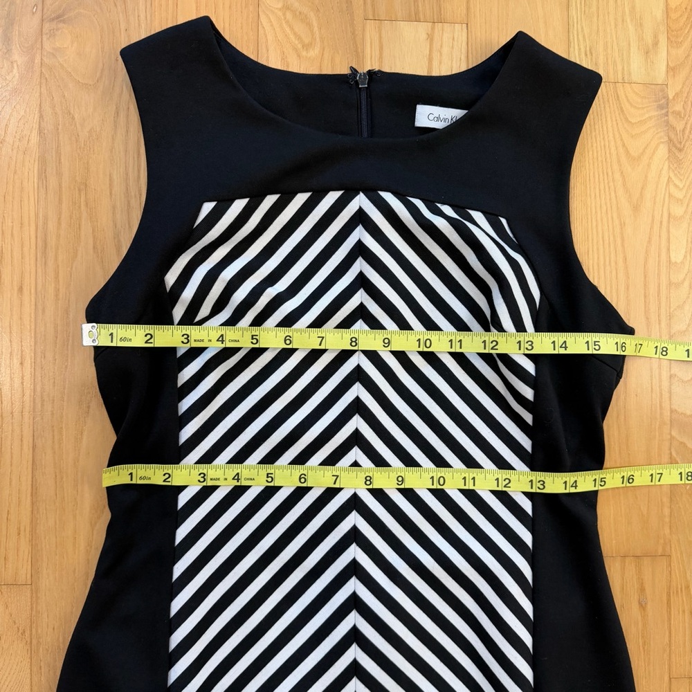 Calvin Klein Black & White Chevron Striped Sheath Dress Size 8 - Picture 11 of 12